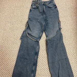 Zara Wide Leg Buckle Jeans